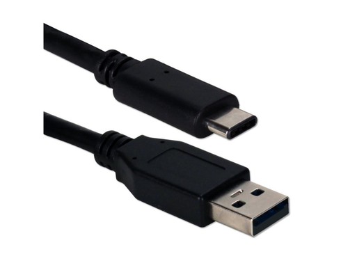 QVS 3.28ft USB-C to USB-A 2.0 Sync & Charger Cable - Black - Picture 2 of 5