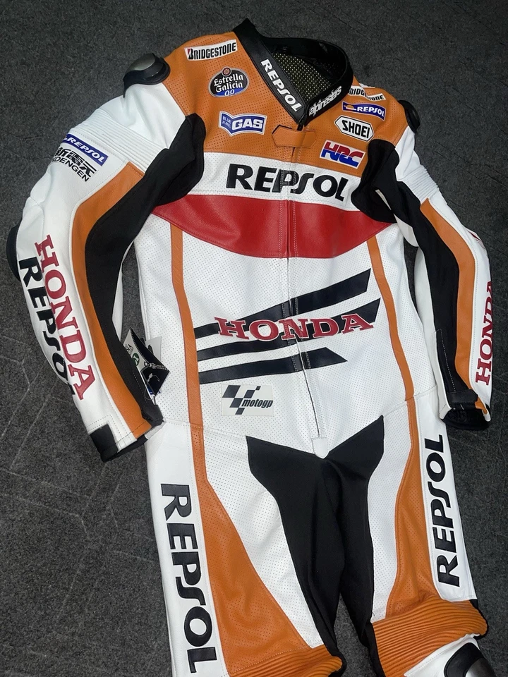 NUEVO TRAJE DE CARRERAS HONDA REPSOL MOTO CUERO Traje de una pieza Vaca Foto 3 de 4