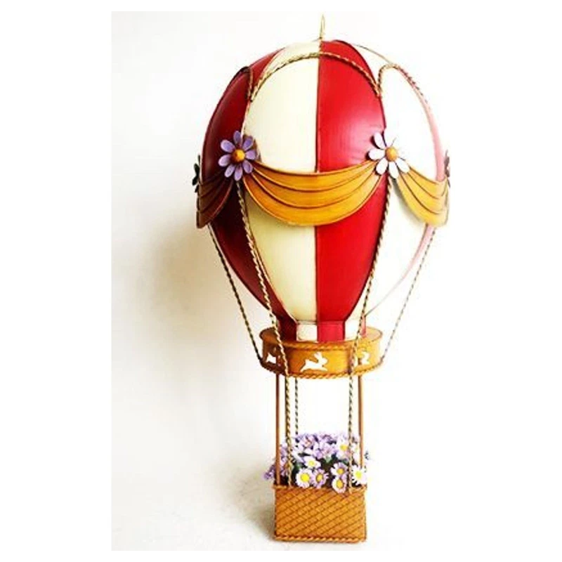 Mongolfiera in Metallo Colorata 52x25x25 cm Decorativo Soprammobile Vintage