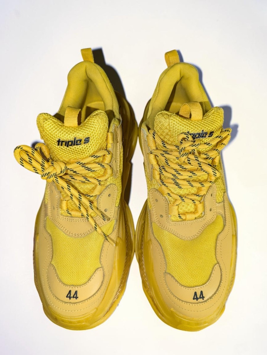 Yellow Balenciaga Triple S Chunky Men's Sneakers Clear Sole, Size