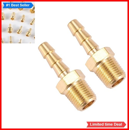 Brass Hose Fitting 3/16 Inch Barb x 1/8 Inch NPT Male Pipe Adapter 2 Pack
