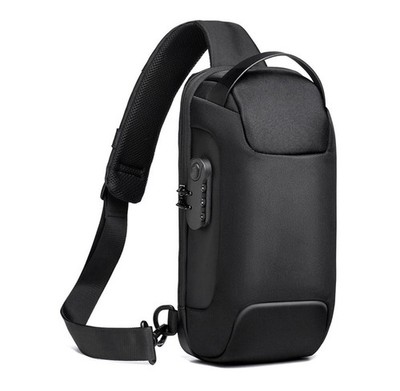 Anti Theft Sling Bag Crossbody Backpack Grey with USB Port and Combination Lock
