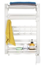Smart Electric Heated Towel Warmer Rack, White, Wall Mounted, Foldable Top Rack