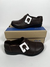 CLARKS COLLECTION Womens Brown Cheyn Toe Wedge Slip On Leather Loafers Shoes 7 M
