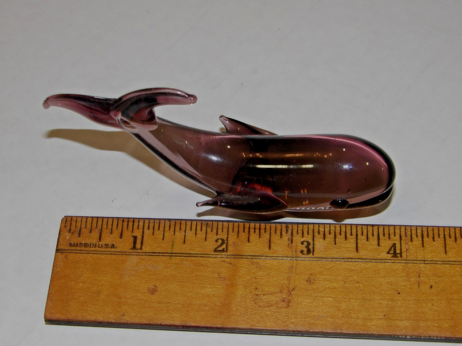 V. NASON & CO. MURANO ART GLASS AMETHYST WHALE OCEAN FISH FIGURINE PURPLE