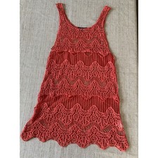 MAXINNE MODE Tunic dress. Crochet Knit Beautiful dutch orange color S/M