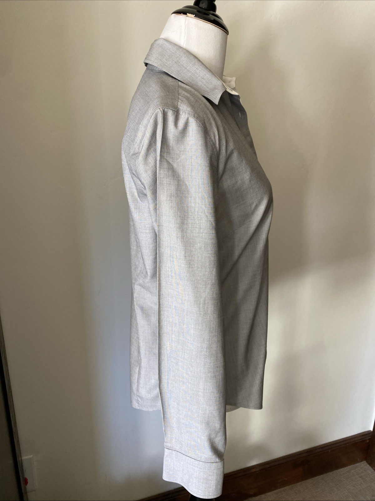 Talbots Button Front Long Sleeve Gray Fitted Blou… - image 5