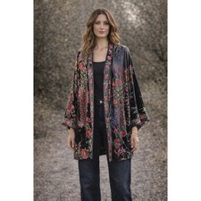 Johnny Was Tallulah Reversible Velvet Silk Floral Kimono Small S