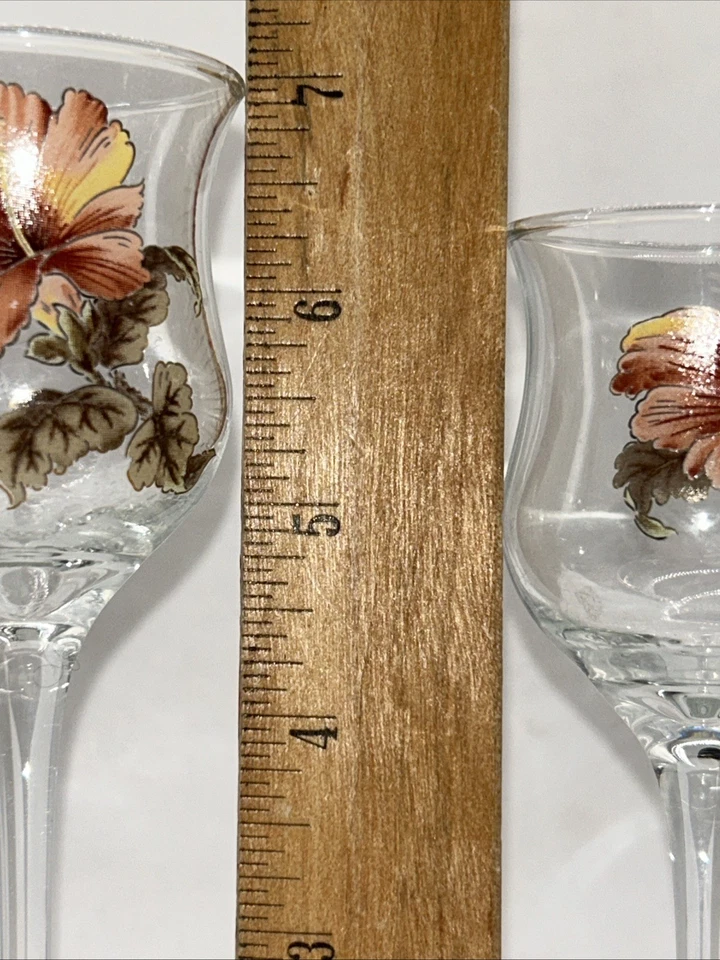 "Juego de 2 candelabros de vidrio con luz de té con forma de copa de vino HIBISCO 7"" y 6,5""" Foto 4 de 4