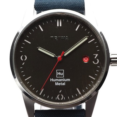 Rare TRIWA Humanium Metal HU39GR Time For Peace 39 Quartz Watch Gray Dial Men