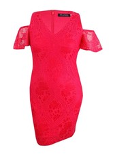 Guess Women's Lace Cold-Shoulder Sheath Dress (2, Strawberry)