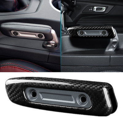 Carbon Black Gray Brake Grip Knob Lever Cover Handle Set for Ford Mustang 24-26 
