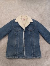 1988 Vintage Levis Denim Trucker Jacket Sherpa Lined 80s Made In USA Size 42 R