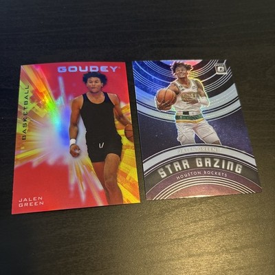 JALEN GREEN 2021 Goudey RC #G20 & Optic Star Gazing SILVER #2 Rockets Cards (e8)