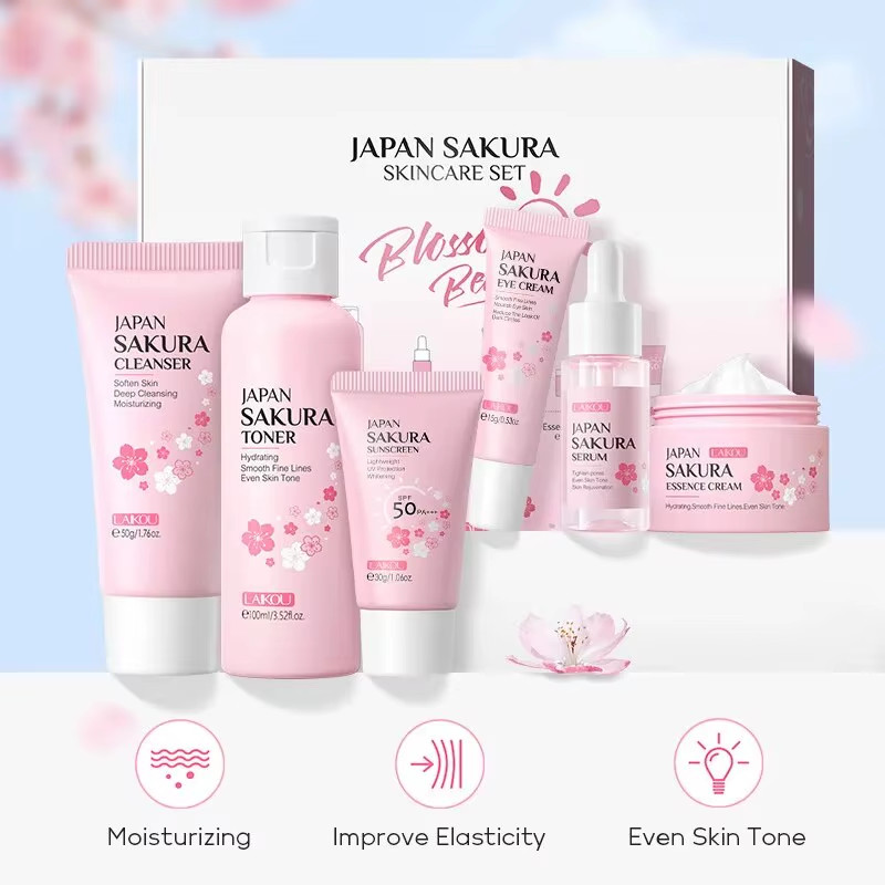 Set Regalo Skin Care Sakura - 5 Pezzi Kit Viaggio Viso Completo
