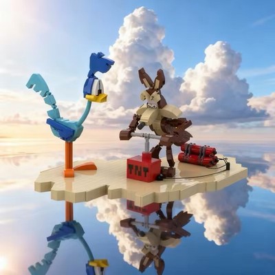 MOC Bausteine Set Wile E Coyote & Road Runner 630 tlg Modell kompatibel