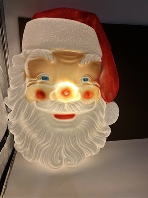 Vintage Empire Santa Face Head Lighted Hanging Blow Mold 34 Inch