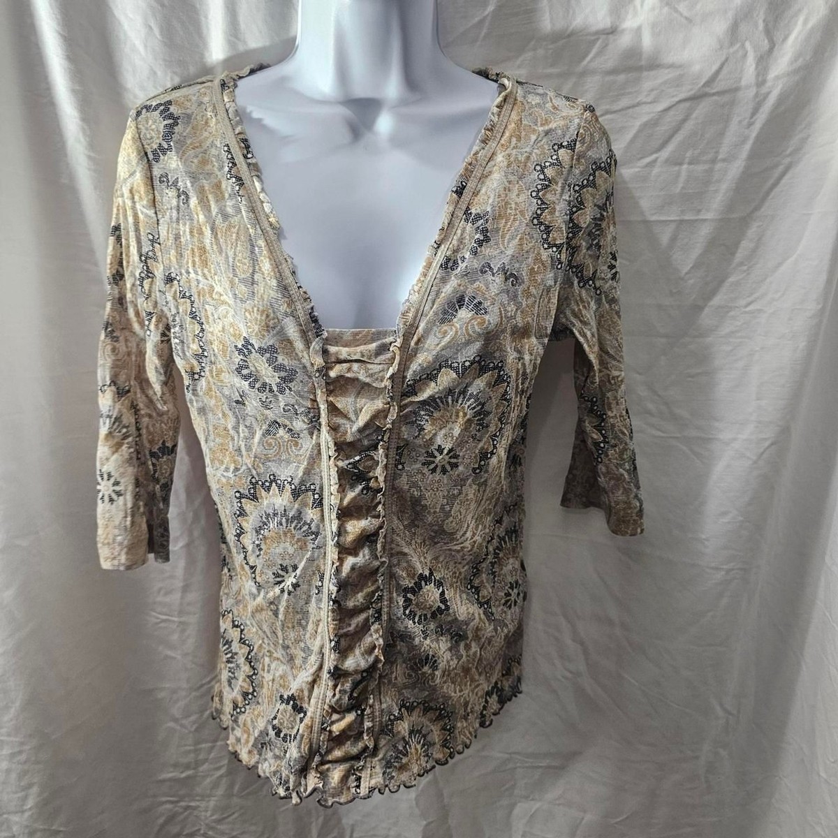 Vintage y2k boho whimsigoth micro mesh top View 3