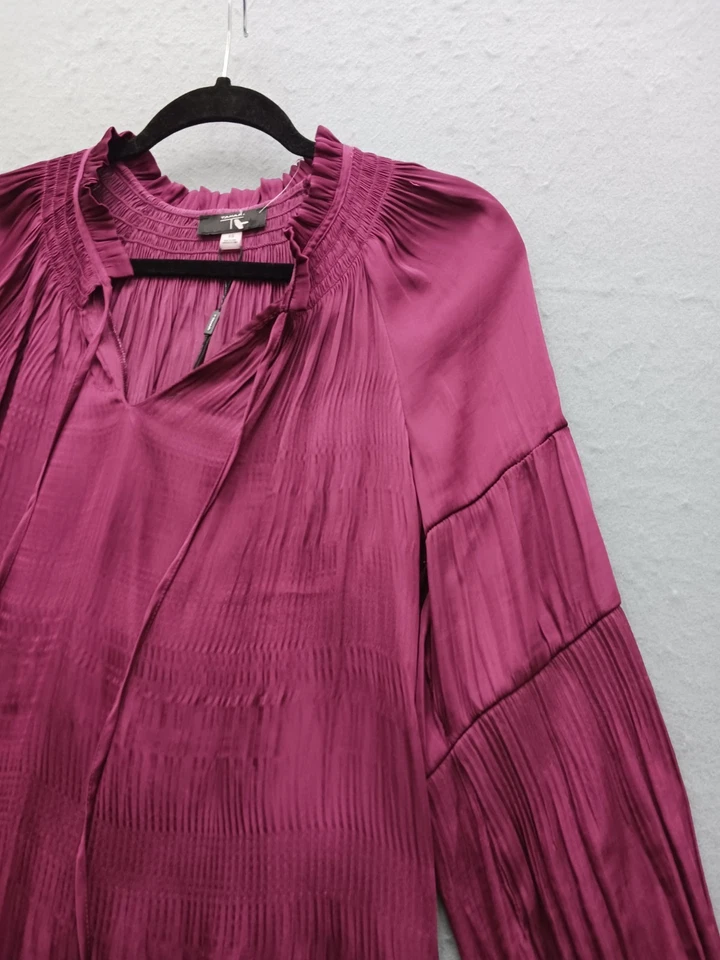 Blusa elegante para mujer Tahari XS rosa lisa boho Foto 2 de 4