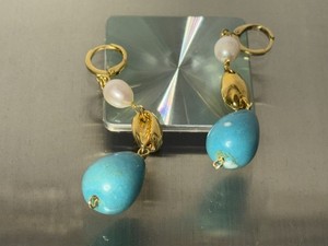 Authentic Mayamar (24K Gold Plated) Turquoise Charm Earrings - Shell ~