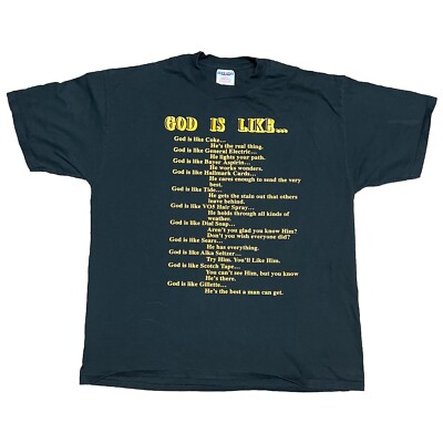 ''God is Like'' ''Isn't God the Greatest'' Christian Vintage 90s T Shirt Mens Large