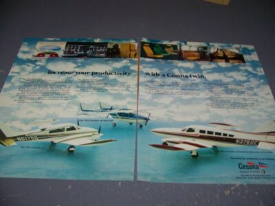 1973 CESSNA 337 SKYMASTER/TURBO ''CESSNA TWINS''.2-PAGE COLOR SALES AD.(298W)