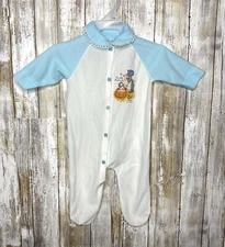 Vintage Lullaby Land One Piece Plastic Square Snap Up Baby Outfit Size Small
