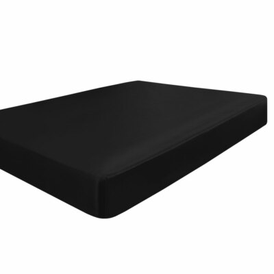 Satin Seide Spannbettlaken mit tiefer Tasche Ultra Luxus Glatt Queen Schwarz
