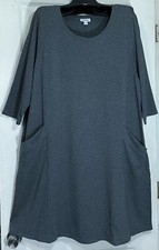 new J.Jill women dress 1X seamed front Scoop neck front pockets stretch gray