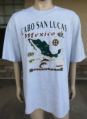 Vintage 2000 Cabo San Lucas Mexico Single Stitch Tourist T Shirt Arli Striped