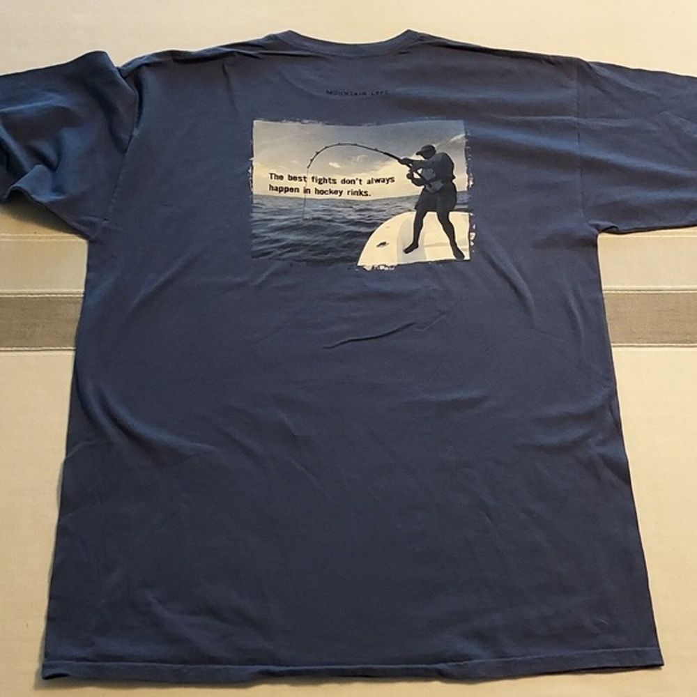 ALTRA T shirt Mountain Life uomo XL SS pesca hockey blu grafica maglietta novità divertente