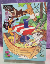 Vtg 1990 Bugs Bunny Looney Tunes 100 Pc Golden Puzzle Daffy Duck Taz Safari Boat