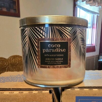 RARE Bath & Body Works COCO PARADISE Large 3-Wick Candle NEW IN BOX  