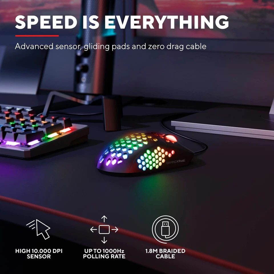 GXT 960 Graphin Leichte RGB Gaming Maus 74 g 200-10.000 DPI Einstellbare Poll... - Bild 4 von 4