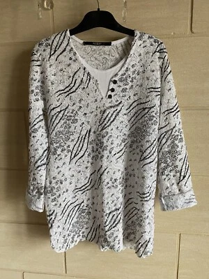 Adorable Haut Chemisier Guess Taille L Dentelle Noir Blanche Broderie Strass - Photo 1/4