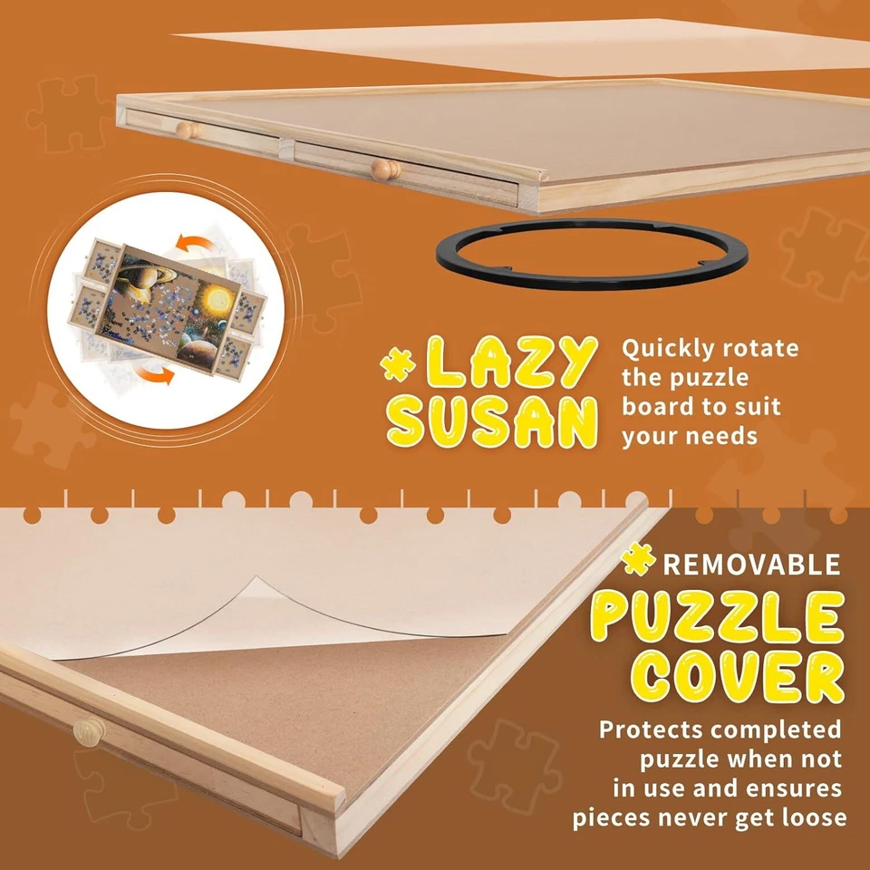 Jigsaw Puzzle Table 1500 Pieces for Adults with Drawers Puzzles Board Non-Slip - Image 4 of 4