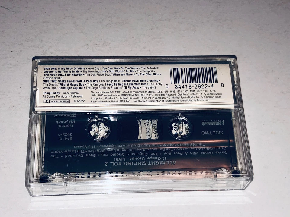 All Night Singing Vol 1 Compilation Southern Gospel Music Cassette 1A01 - Image 4 of 4