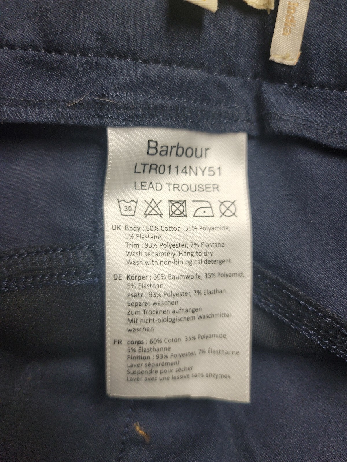 NWT Barbour Riding Show Pants Women's Size 18 NAVY Lead Skinny Trouser B-P-1 image 5