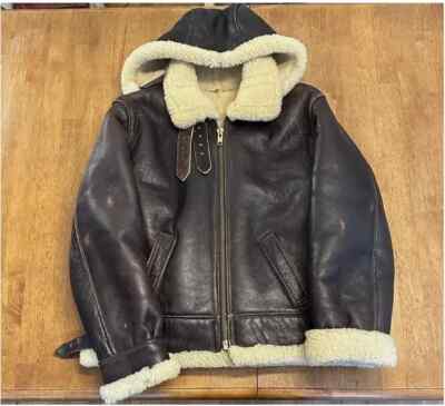 Men's RAF Flight Original Fur Shearling Real Sheepskin B-3 Bomber Leather Jacket