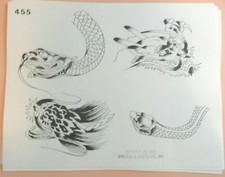 Vintage RARE 1976 Spaulding Rogers Tattoo Flash Sheet 455 Dragons Snake