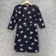 Old Navy Dress Women S Black Floral Sheath Midi Zipper Long Sleeve Cotton