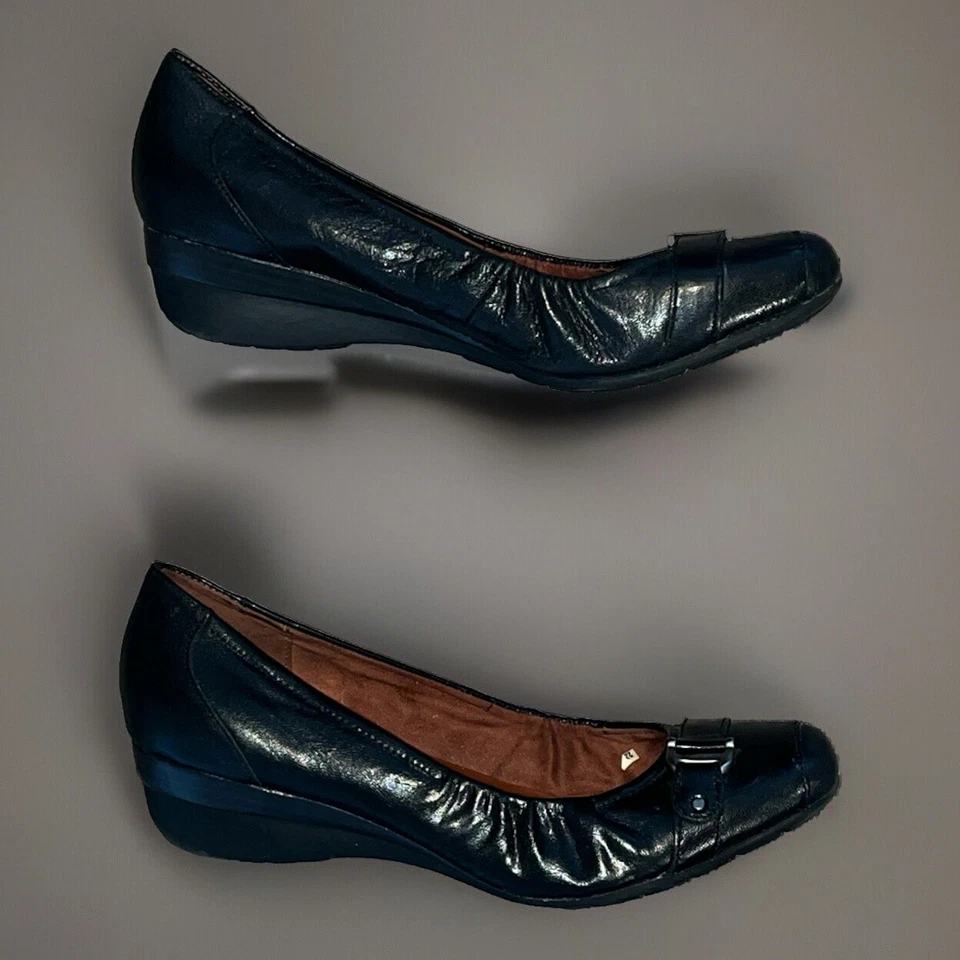 Naturalizer 11M Cuero Negro N5 Cómodo Cuña Puntera Cuadrada Arco y Talón Soporte Foto 3 de 4