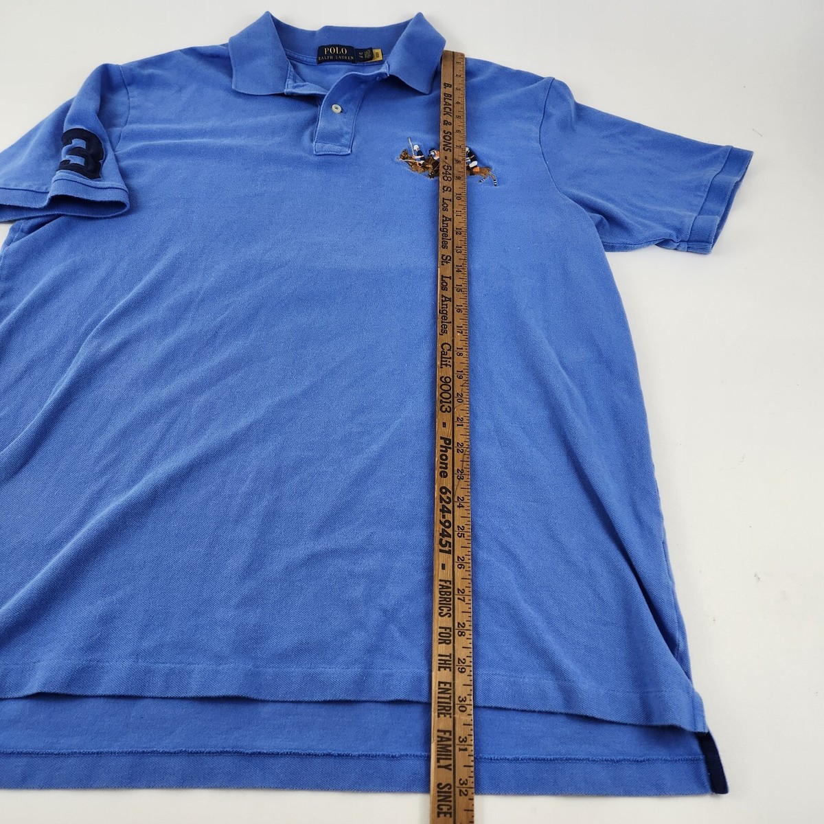 Ralph Lauren Polo Shirt Mens Blue Big Logo Size XL Tall Stampede