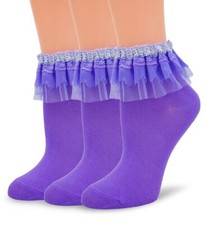 Women Ankle Socks Lace Ruffle Frilly Cute Princess Dress Cotton Socks for Gir...