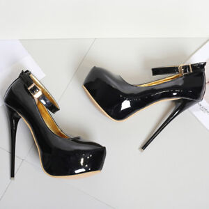 black stiletto heels with ankle strap