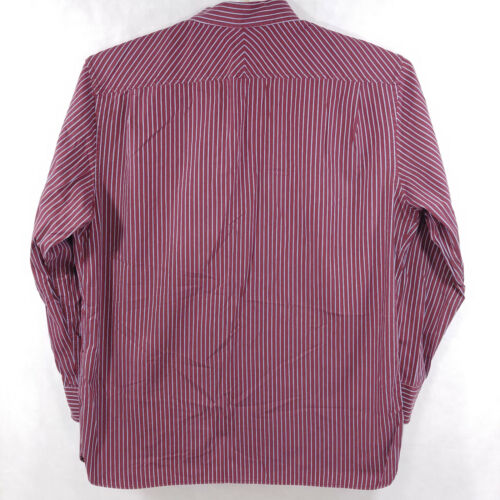 Gap Fitted Burgundy Striped Shirt Mens XL 17-17.5 Cotton L/S Button Front - Picture 5 of 11