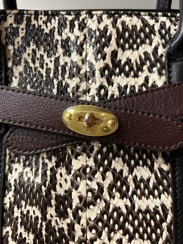 Mulberry Zipper Bayswater Animal Skin and Black Brown Leather Crossbody Handbag - Picture 4 of 13