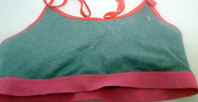 Danskin Now Size S 4 6 Sports Bra Gray Pink Soft Workout Adjustable No Wire Comf