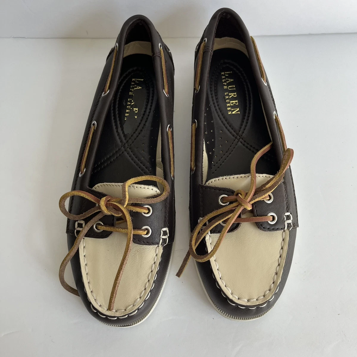 NWOT Ralph Lauren Yolanda Sz 8 Leather Slip On Brown Boat Shoes Loafers Shoes