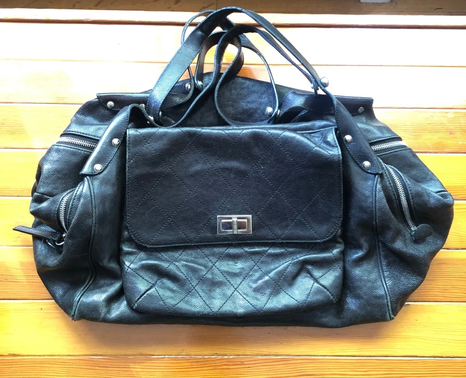 Bolso de Mano CHANEL Cuero Guijarro Doble Cremallera XL Foto 2 de 4